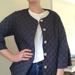 Quilted Gray Jacket, Cut Loose, Pockets, medium
